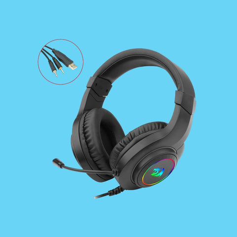 AUDIFONOS GAMER REDRAGON HYLAS H260 DIADEMA ALAMBRICO 2 METROS MICROFONO OMNIDIRECCIONAL USB-A RGB NEGRO (H260RGB)