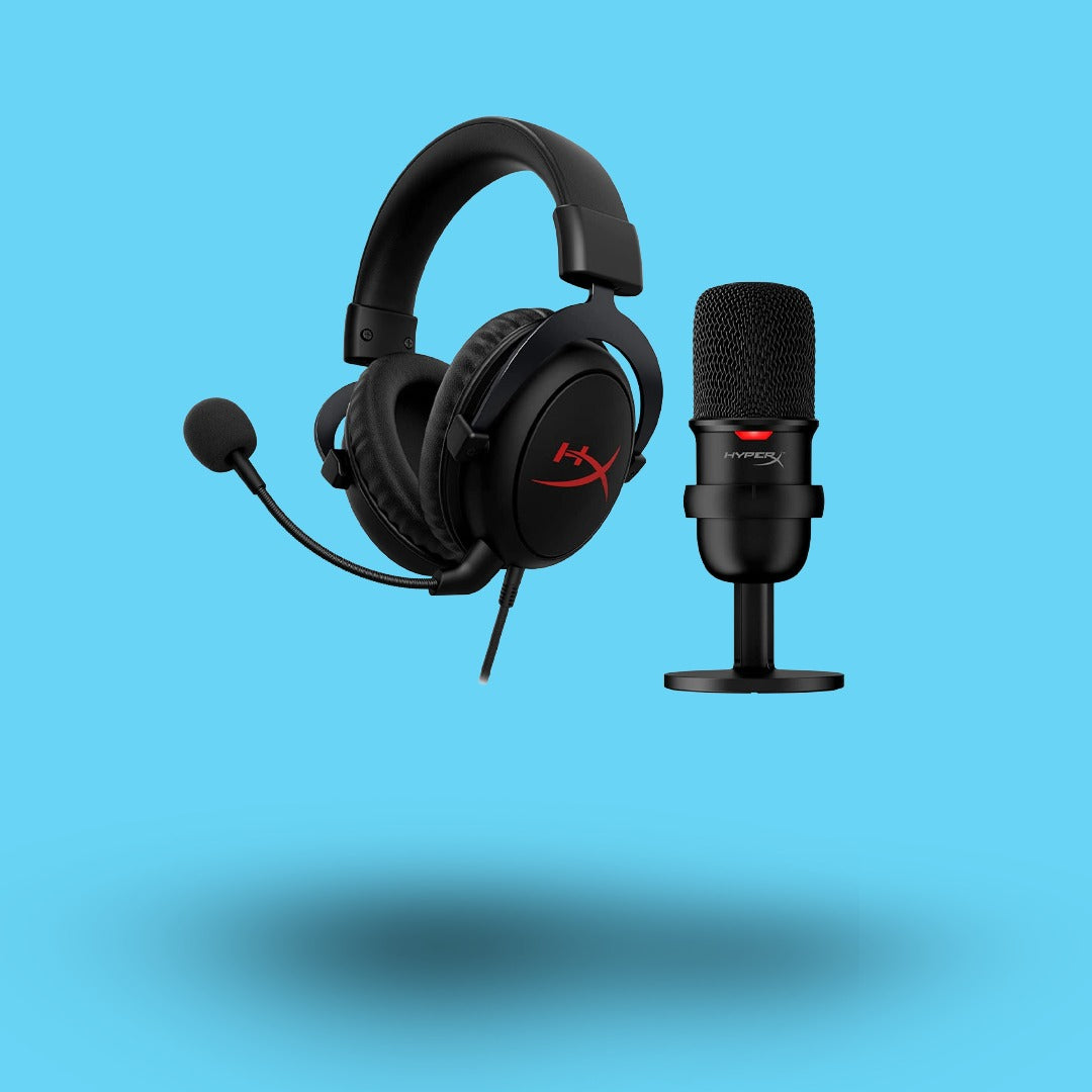 KIT STREAMER HYPERX AUDIFONOS DIADEMA CLOUD CORE + MICROFONO SOLOCAST (HBNDL0001)