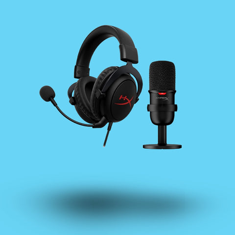 KIT STREAMER HYPERX AUDIFONOS DIADEMA CLOUD CORE + MICROFONO SOLOCAST (HBNDL0001)