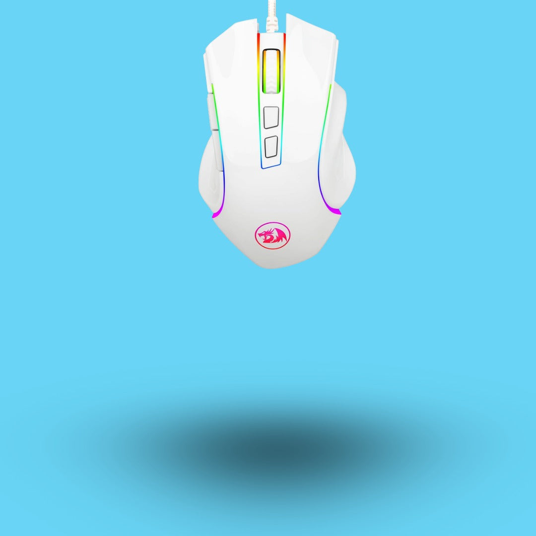 MOUSE REDRAGON GRIFFIN M607W GAMER OPTICO ERGONOMICO ALAMBRICO USB-A 7200DPI 7 BOTONES PROGRAMABLES RGB BLANCO (M607W)