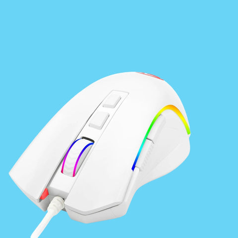 MOUSE REDRAGON GRIFFIN M607W GAMER OPTICO ERGONOMICO ALAMBRICO USB-A 7200DPI 7 BOTONES PROGRAMABLES RGB BLANCO (M607W)