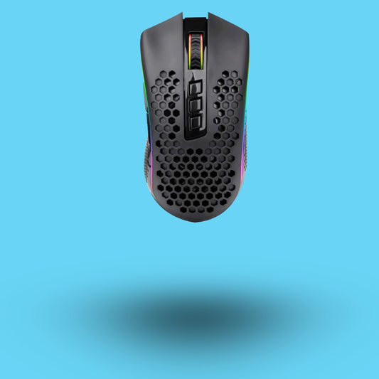 MOUSE GAMER REDRAGON STORM PRO INALMABRICO/ALAMBRICO 16000 DPI 8 BOTONES PROGRAMABLES RGB CHROMA NEGRO (M808-KS)