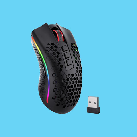 MOUSE GAMER REDRAGON STORM PRO INALMABRICO/ALAMBRICO 16000 DPI 8 BOTONES PROGRAMABLES RGB CHROMA NEGRO (M808-KS)