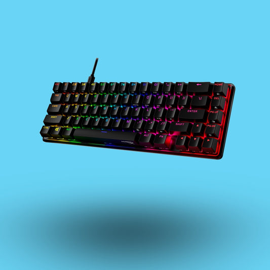 TECLADO GAMER HYPERX ALLOY ORIGINS 65 MECANICO RGB SWITCH AQUA INGLES USB NEGRO (56R64AA#ABA)