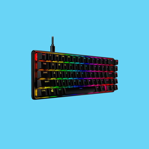 TECLADO GAMER HYPERX ALLOY ORIGINS 65 MECANICO RGB SWITCH AQUA INGLES USB NEGRO (56R64AA#ABA)