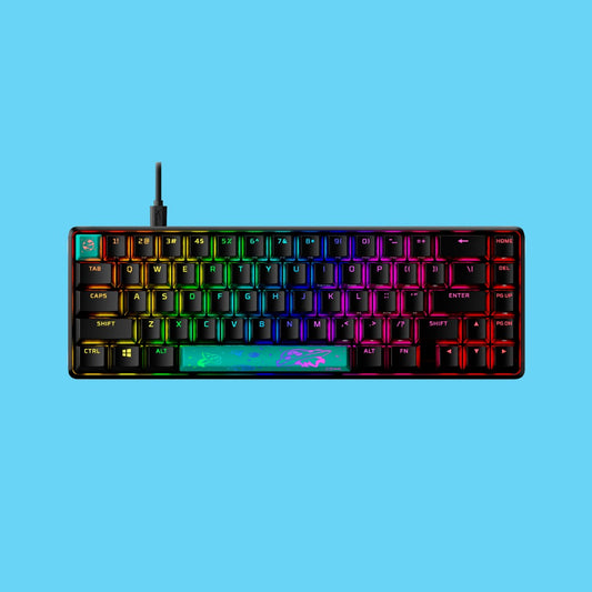 TECLADO GAMER HYPERX ALLOY ORIGINS 65 MECANICO RGB SWITCH AQUA INGLES USB NEGRO (56R64AA#ABA)