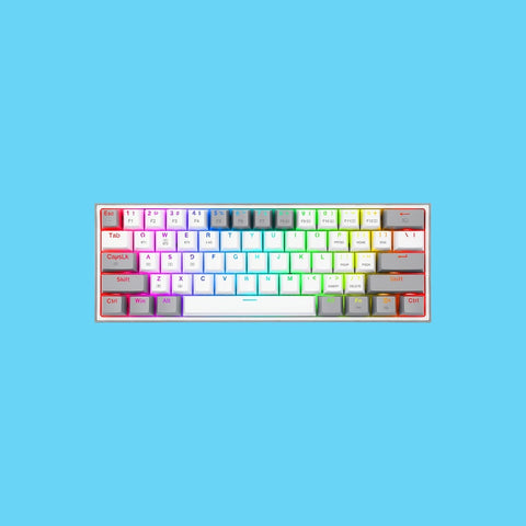 TECLADO GAMER REDRAGON FIZZ PRO K617 RGB USB MECANICO INTERRUPTOR ROJO BLANCO CON GRIS (K617 R WG)