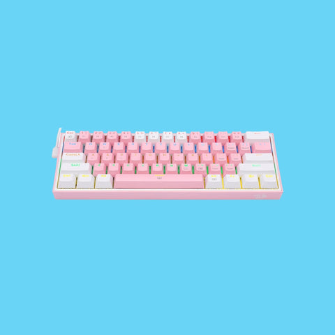 TECLADO GAMER REDRAGON FIZZ PRO K617 RGB  USB MECANICO INTERRUPTOR ROJO ROSA CON BLANCO (K617 R PW)