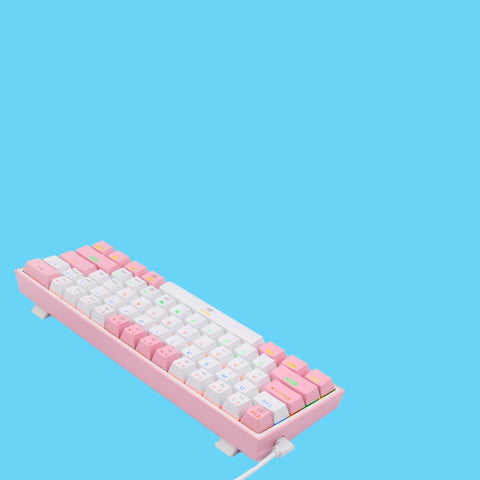 TECLADO GAMER REDRAGON FIZZ PRO K617 RGB  USB MECANICO INTERRUPTOR ROJO ROSA CON BLANCO (K617 R PW)