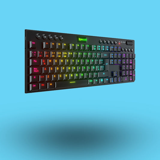 TECLADO GAMER REDRAGON HORUS MECANICO SWITCH RED ULTRA INALAMBRICO NEGRO (K618-RGB-SP RD)