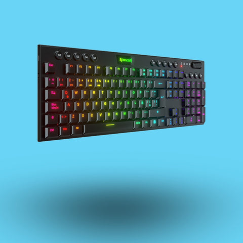 TECLADO GAMER REDRAGON HORUS MECANICO SWITCH RED ULTRA INALAMBRICO NEGRO (K618-RGB-SP RD)