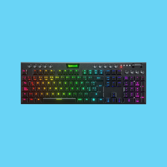 TECLADO GAMER REDRAGON HORUS MECANICO SWITCH RED ULTRA INALAMBRICO NEGRO (K618-RGB-SP RD)