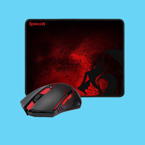 KIT GAMER REDRAGON MOUSE MOUSEPAD INALAMBRICO USB A NEGRO Y ROJO (M601WL-BA)