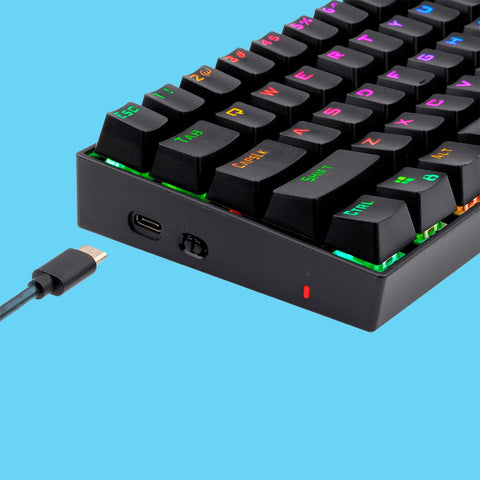 TECLADO GAMER REDRAGON DEIMOS MECANICO SWITCH ROJO ALAMBRICO INALAMBRICO NEGRO (K599-KRS)