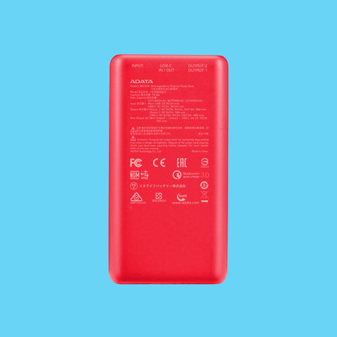 POWER BANK ADATA P20000QCD 20.000MAH 2XUSB TIPO C ROJO (AP20000QCD-DGT-CRD)