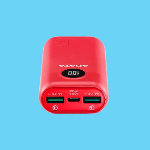 POWER BANK ADATA P10000QCD 10.000MAH 2XUSB TIPO C ROJO (AP10000QCD-DGT-CRD)