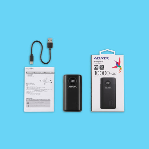 POWER BANK ADATA P10000QCD 10.000MAH 2XUSB TIPO C NEGRO (AP10000QCD-DGT-CBK)