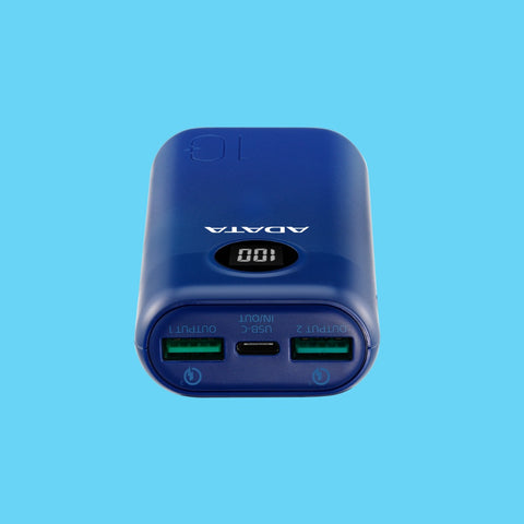 POWER BANK ADATA P10000QCD 10.000MAH 2XUSB TIPO C AZUL (AP10000QCD-DGT-CDB)