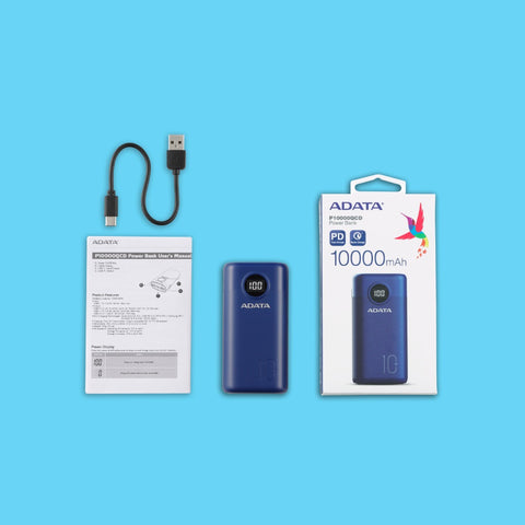 POWER BANK ADATA P10000QCD 10.000MAH 2XUSB TIPO C AZUL (AP10000QCD-DGT-CDB)