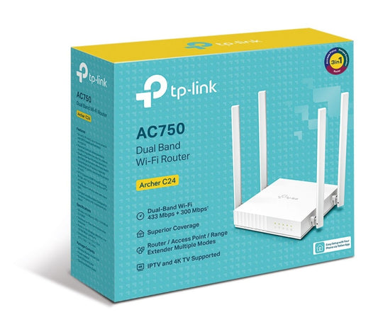 ROUTER TP-LINK ARCHER C24 WI-FI 4 ANT DUAL BAND AC750 (ARCHER C24)