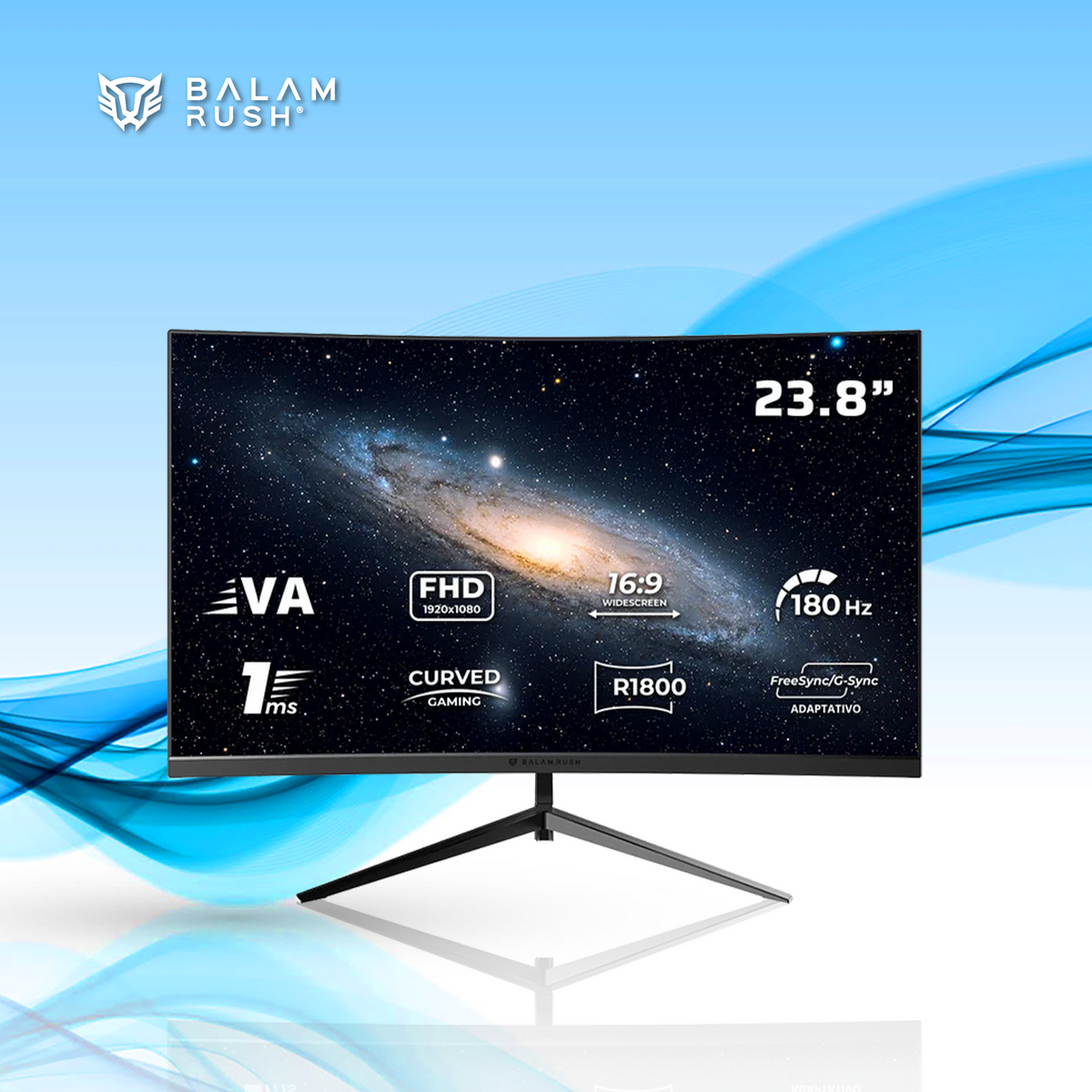 MONITOR GAMER CURVO BALAM RUSH ANDROMEDA MAG24Y LED 23.8 PULGADAS 1920X1080 FULL HD G-SYNC/FREESYNC 180HZ HDMI/DISPLAYPORT NEGRO (BR-943031)
