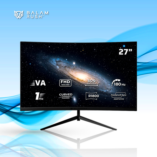 MONITOR GAMER BALAM RUSH ANDROMEDA MAG27Y CURVO 27 PULGADAS VA FHD 180HZ 1 MS R1800 VESA 100 RGB OVERCLOCK 200 HZ FREESYNC FLICKER FREE LOW BLUE LIGHT NEGRO (BR-942980)