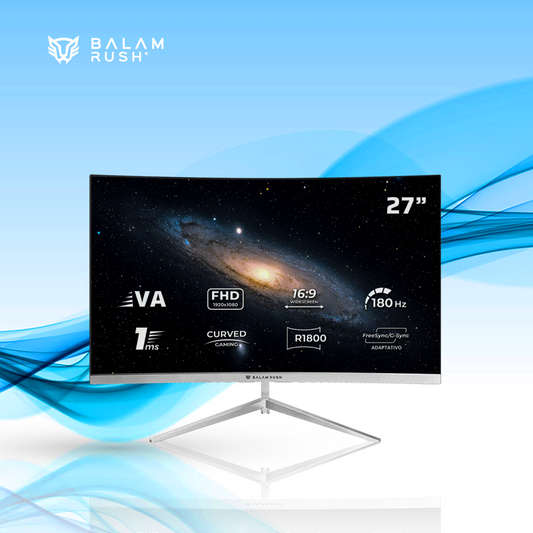 MONITOR GAMER CURVO BALAM RUSH ANDROMEDA LED 27 PULGADAS 1920X1080 FULL HD G-SYNC/FREESYNC 180HZ HDMI/DISPLAYPORT BLANCO (BR-942997)