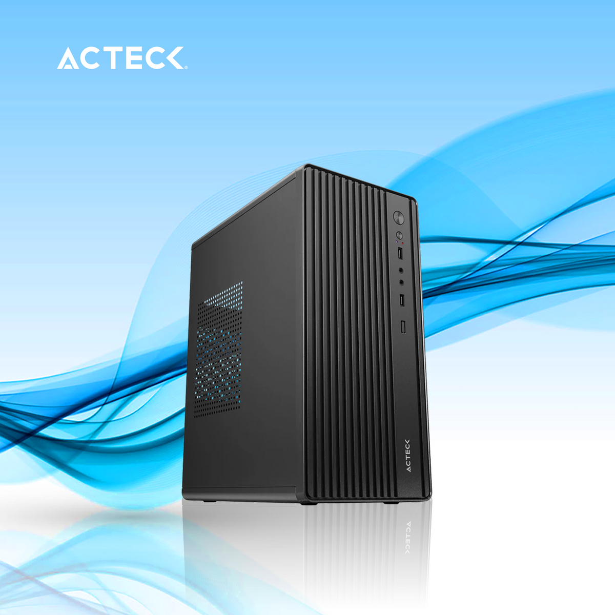 GABINETE ACTECK APEX GI205F, MINI-TOWER, MICRO-ATX/MINI-ITX, USB 2.0, CON FUENTE DE 500W, S/VENTILADORES, NEGRO (AC-943796)