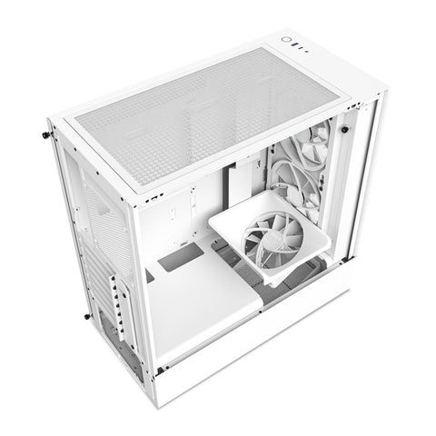 GABINETE NZXT H5 ELITE CON VENTANA RGB MIDI TOWER MINI ITX MICRO ATX USB SIN FUENTE VENTILADORES ARGB BLANCO (CC-H51EW-01)