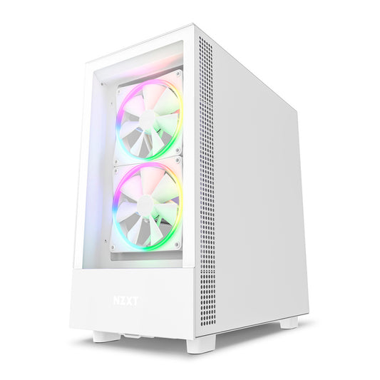 GABINETE NZXT H5 ELITE CON VENTANA RGB MIDI TOWER MINI ITX MICRO ATX USB SIN FUENTE VENTILADORES ARGB BLANCO (CC-H51EW-01)