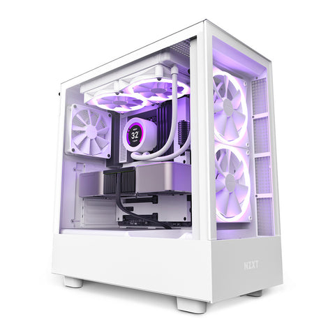 GABINETE NZXT H5 ELITE CON VENTANA RGB MIDI TOWER MINI ITX MICRO ATX USB SIN FUENTE VENTILADORES ARGB BLANCO (CC-H51EW-01)