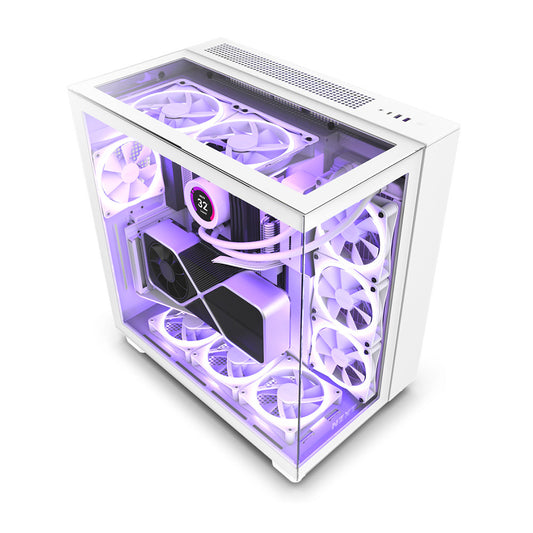 GABINETE NZXT H9 ELITE VENTANA RGB MIDI TOWER USB MICRO ATX SIN FUENTE 3 VENTILADORES RGB BLANCO (CM-H91EW-01)