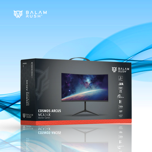 MONITOR GAMER CURVO BALAM RUSH COSMOS ARCUS MCA34X IPS 34 PULGADAS 3440X1440 ULTRA WIDE QUAD HD G-SYNC/FREESYNC 165HZ HDMI/DISPLAYPORT BOCINAS INTEGRADAS NEGRO (BR-944137)