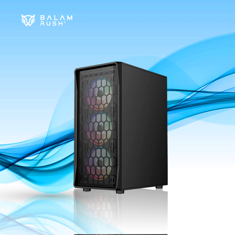 GABINETE GAMER COMPACT MEDIA TORRE ATX DRAGONFLY HEX GM560 NEGRO, S/FUENTE(BR-943963)