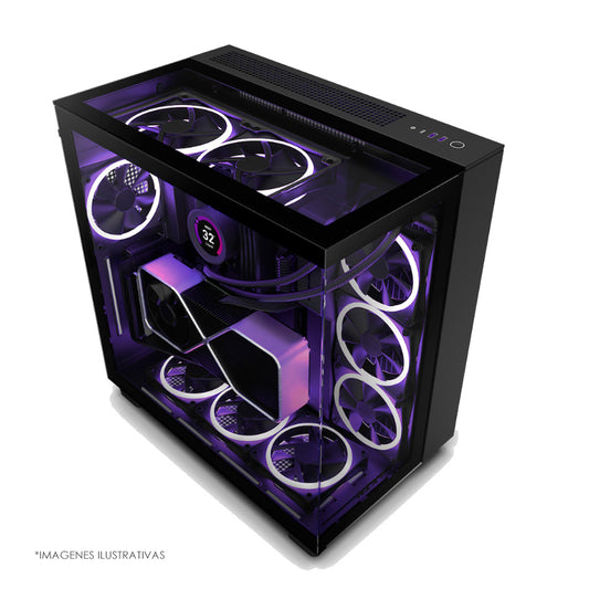 GABINETE NZXT H9 ELITE CON VENTANA MIDI-TOWER MINI-ITX USB SIN FUENTE 4 VENTILADORES (CM-H91EB-01)