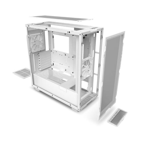 GABINETE NZXT H7 FLOW CON VENTANA MIDI-TOWER MINI-ITX  USB SIN FUENTE BLANCO MATE (CM-H71FW-01)