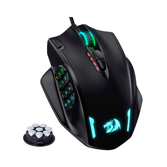 MOUSE IMPACT M908 GAMER ALAMBRICO OPTICO USB-A 12400 DPI  RGB SISTEMA DE 8 PESAS 20 MILLONES DE CLICKS NEGRO (M908)