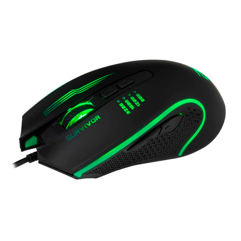 MOUSE BALAM RUSH USB/LED 4 COLORES/2400 DPI/6 BOTONES+SCROLL/NEGRO SURVIVOR (BR-929691)