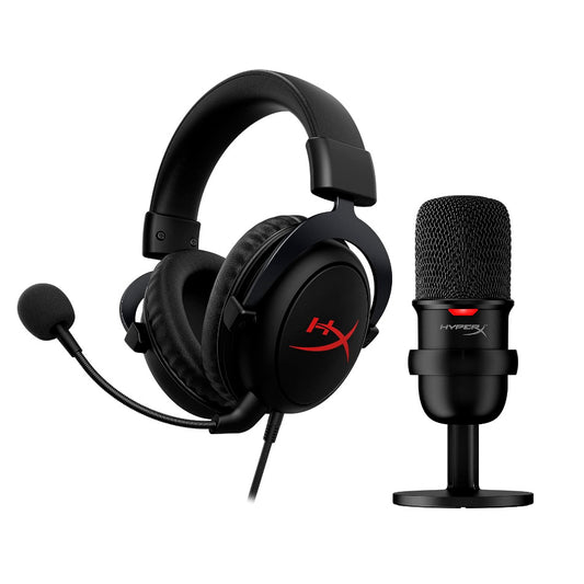 KIT STREAMER HYPERX AUDIFONOS DIADEMA CLOUD CORE + MICROFONO SOLOCAST (HBNDL0001)