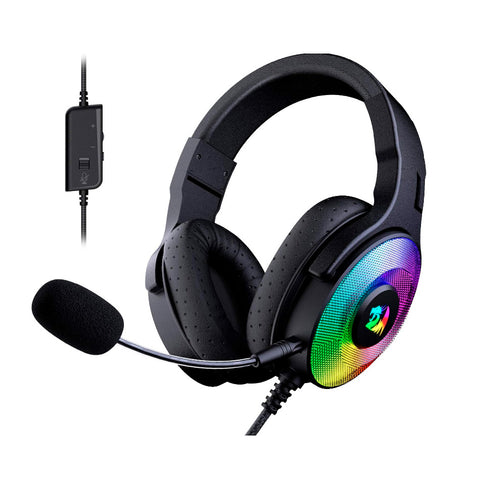 AUDIFONOS GAMER REDRAGON PANDORA H350 ALAMBRICO DIADEMA SONIDO 7.1 VIRTUAL MICROFONO UNIDIRECCIONAL RGB NEGRO (H350RGB)