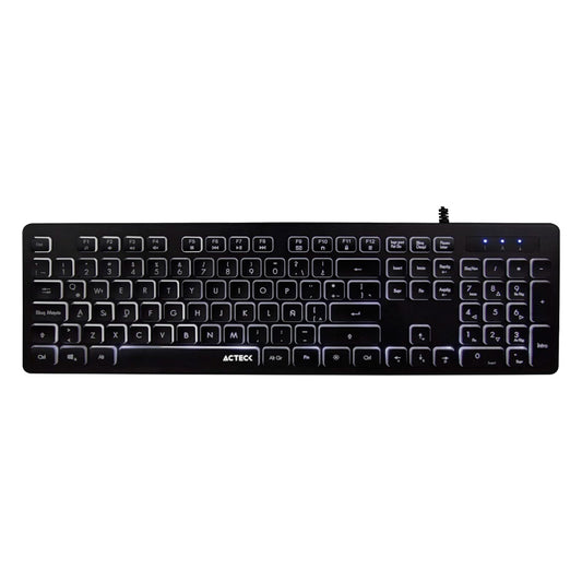 TECLADO ALAMBRICO ACTECK INSPIRE TS425 USB RETROILUMINADO LED COLOR NEGRO (AC-932618)