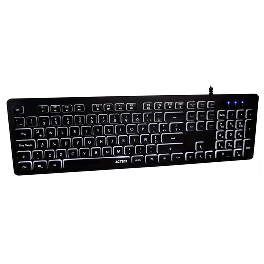 TECLADO ALAMBRICO ACTECK INSPIRE TS425 USB RETROILUMINADO LED COLOR NEGRO (AC-932618)