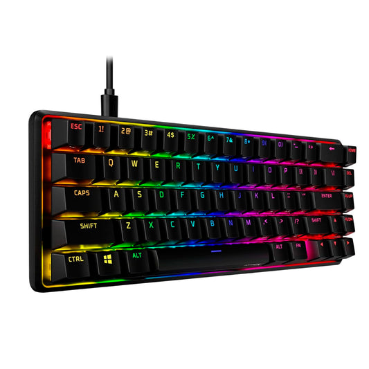 TECLADO GAMER HYPERX ALLOY ORIGINS 65 MECANICO RGB SWITCH AQUA INGLES USB NEGRO (56R64AA#ABA)