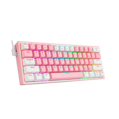 TECLADO GAMER REDRAGON FIZZ PRO K617 RGB  USB MECANICO INTERRUPTOR ROJO ROSA CON BLANCO (K617 R PW)