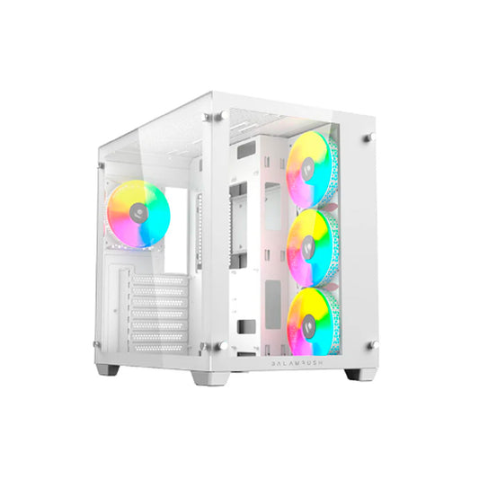 GABINETE BALAM RUSH GAMER TANK PRO GM930 VENTANA RGB 4FAN SIN FUENTE BLANCO (BR-935951)