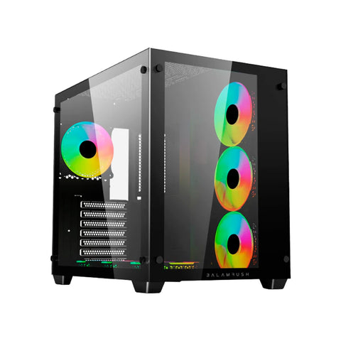 GABINETE BALAM RUSH GAMER TANK PRO GM930 4FAN VENTANA RGB SIN FUENTE NEGRO (BR-935944)