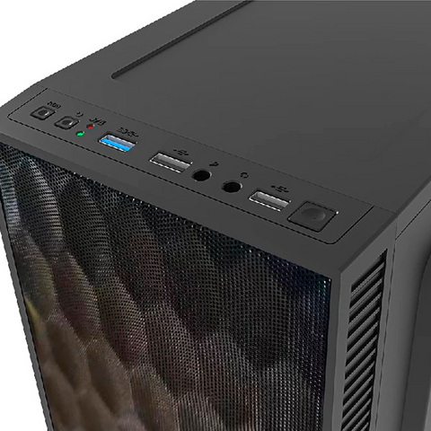 GABINETE ACTECK FUJI GC470 MINI TORRE COMPACTO FUENTE 500W PANEL IZQ ACRILICO AL FRENTE MALLA 2 VENTILADORES RGB NEGRO (AC-935838)