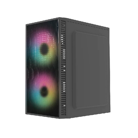 GABINETE ACTECK FUJI GC470 MINI TORRE COMPACTO FUENTE 500W PANEL IZQ ACRILICO AL FRENTE MALLA 2 VENTILADORES RGB NEGRO (AC-935838)