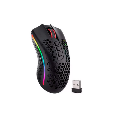 MOUSE GAMER REDRAGON STORM PRO INALMABRICO/ALAMBRICO 16000 DPI 8 BOTONES PROGRAMABLES RGB CHROMA NEGRO (M808-KS)