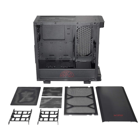 GABINETE GAMER XPG INVADER MID TOWER 2 VENTILADORES SIN FUENTE NEGRO (INVADER-BKCWW)